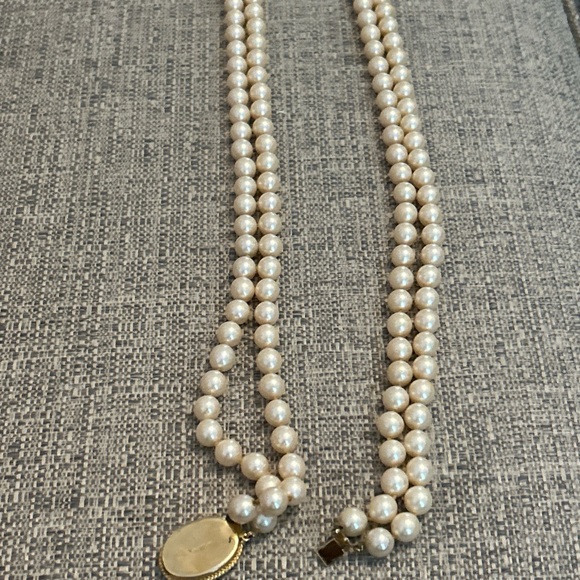 VENDOME vintage double strand pearls and bracelet with black oval clasp - Picture 8 of 11